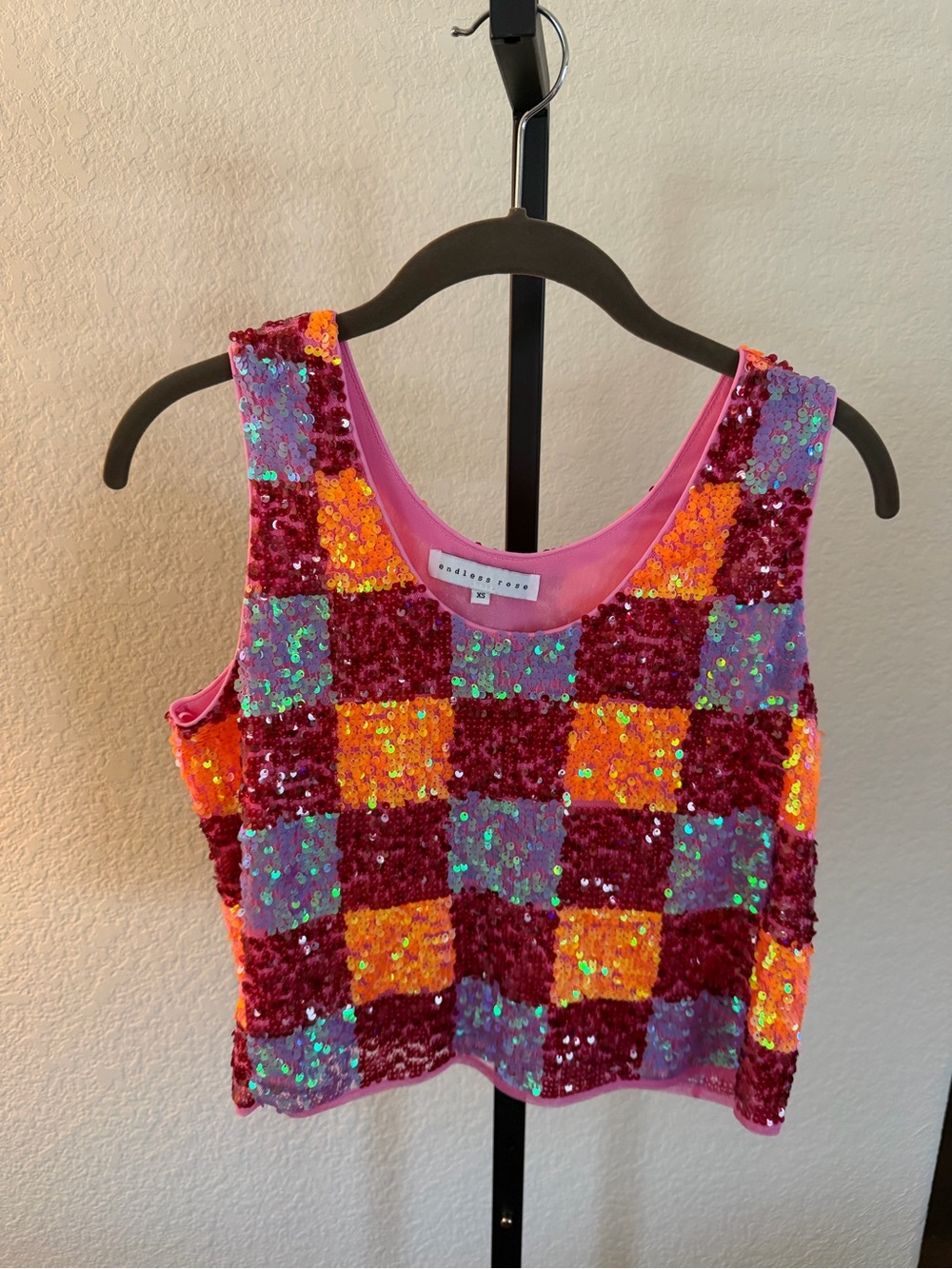 Endless Rose Multicolor Sequin Checker Tank